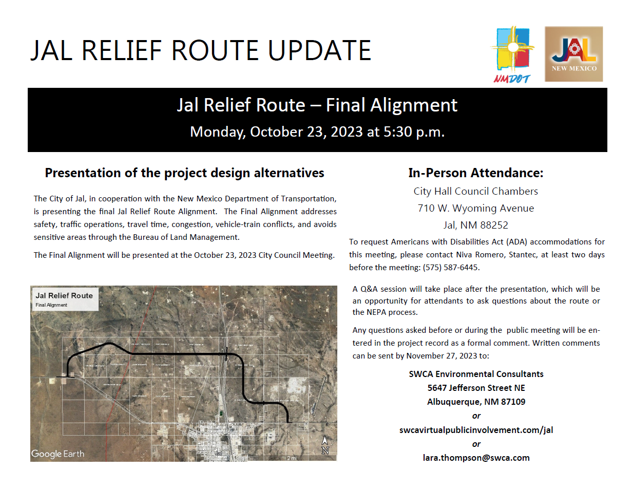 Jal Relief Route - Final Alignment 10-23-2023